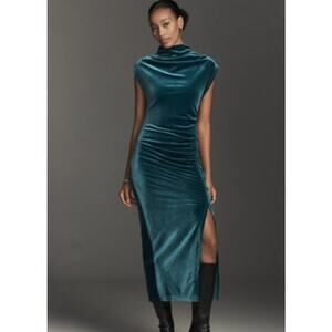 NWOT Robbie Bee Emerald Velvet Cowl Maxi Dress L Bodycon Holiday Evening Gown